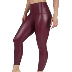 90 Degree By Reflex UpTown Red Super Hi-Rise  Leatherette Ankle Leggings size XS